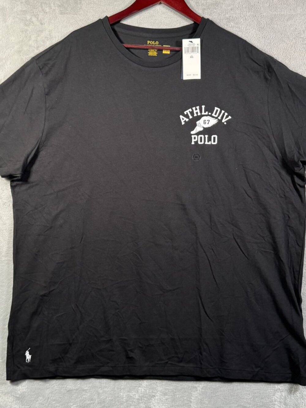 Polo Ralph Lauren T-Shirt Mens XXL Black Athl Div Winged Foot Graphic $65